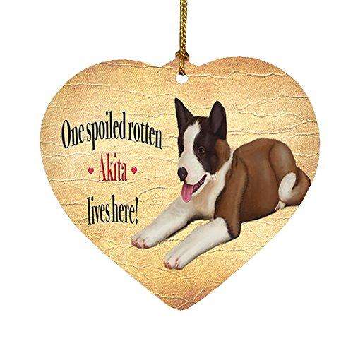 Akita Spoiled Rotten Dog Heart Christmas Ornament