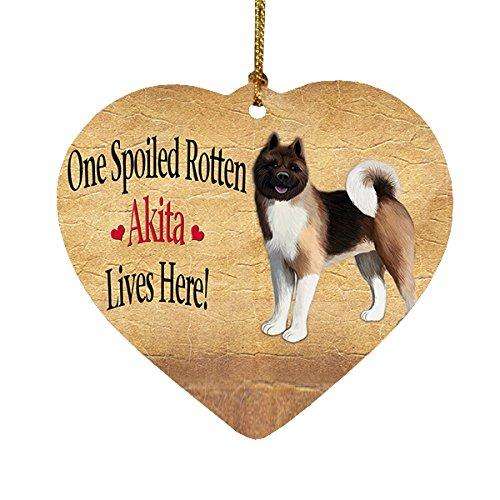 Akita Spoiled Rotten Dog Heart Christmas Ornament