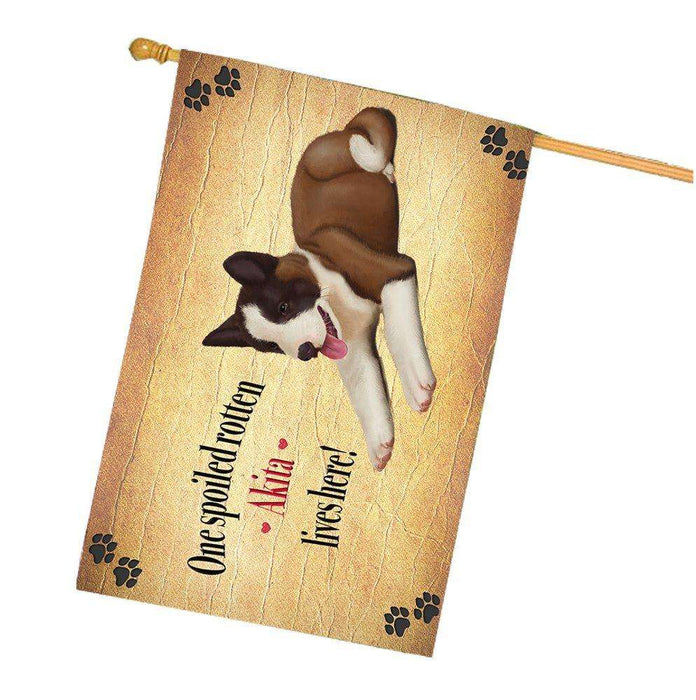 Akita Spoiled Rotten Dog House Flag