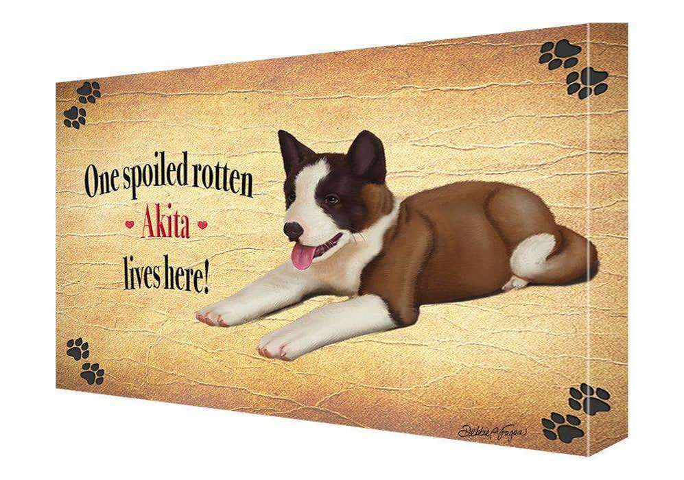 Akita Spoiled Rotten Dog Painting Printed on Canvas Wall Art Signed