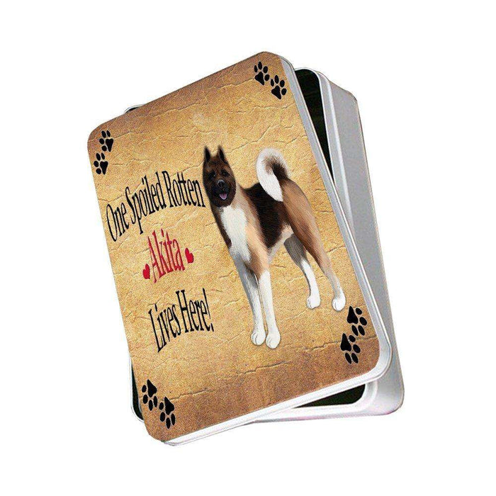 Akita Spoiled Rotten Dog Photo Storage Tin