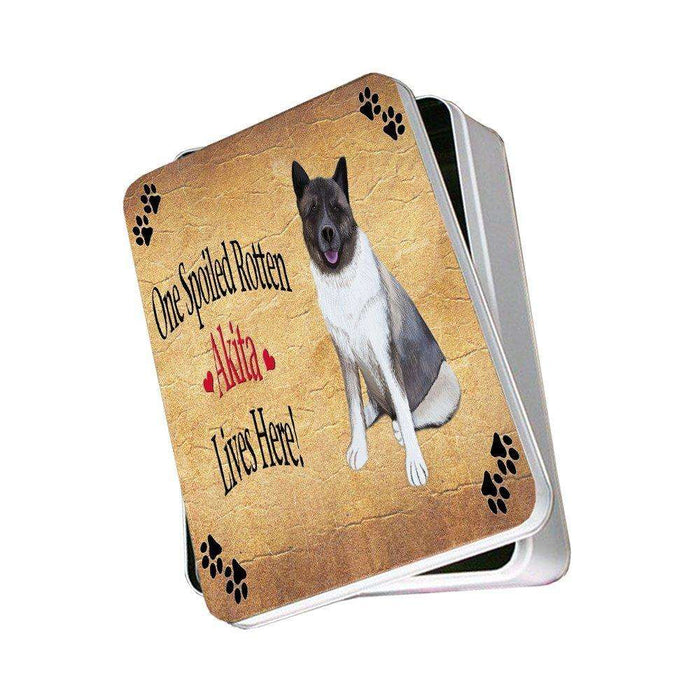 Akita Spoiled Rotten Dog Photo Storage Tin