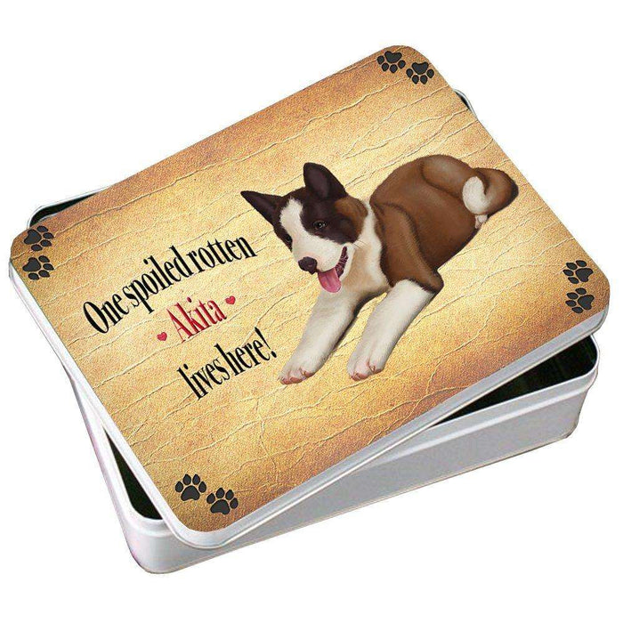 Akita Spoiled Rotten Dog Photo Storage Tin