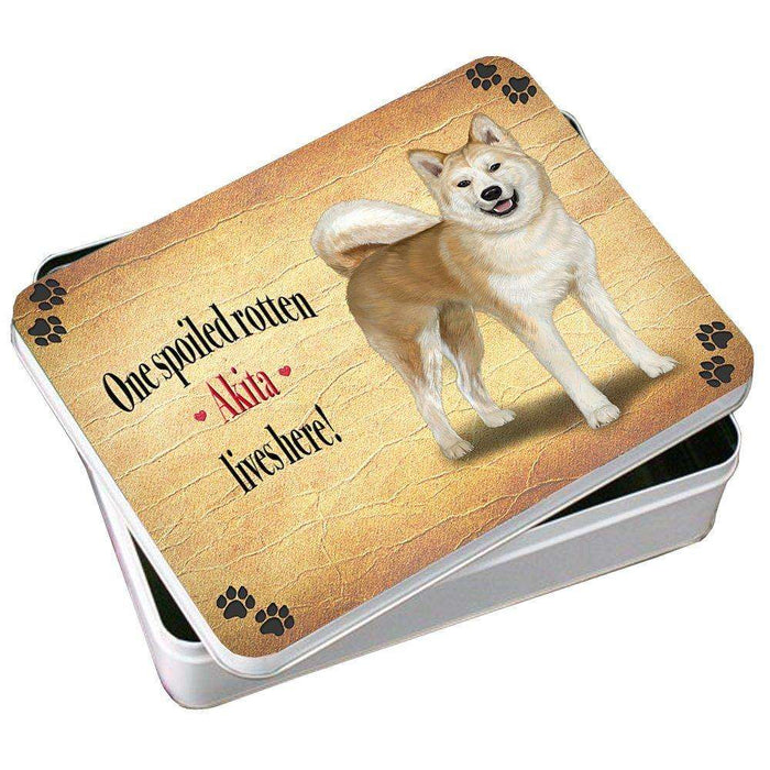 Akita Spoiled Rotten Dog Photo Storage Tin