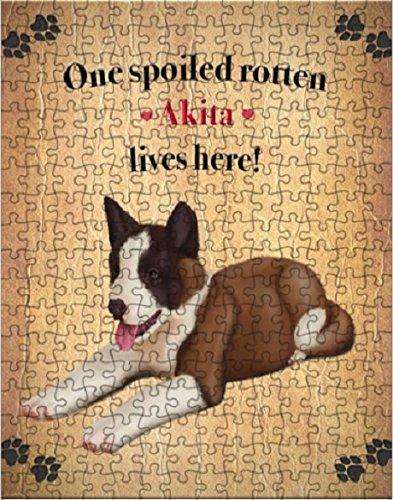Akita Spoiled Rotten Dog Puzzle with Photo Tin