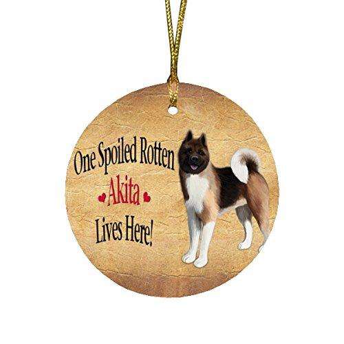 Akita Spoiled Rotten Dog Round Christmas Ornament