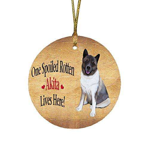 Akita Spoiled Rotten Dog Round Christmas Ornament