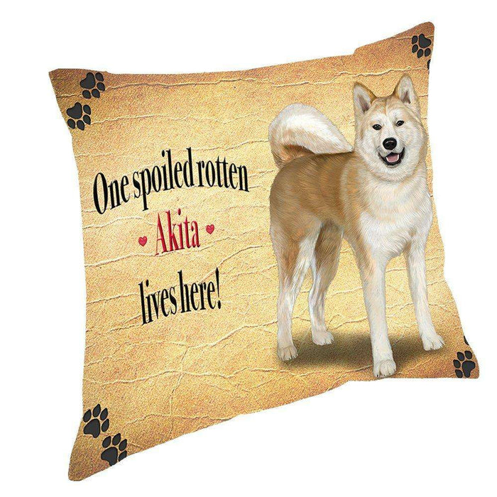 Akita Spoiled Rotten Dog Throw Pillow