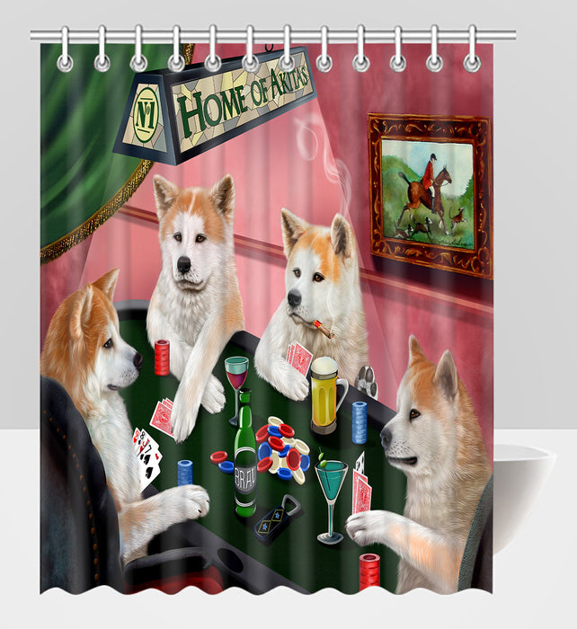 Home of  Akita Dogs Playing Poker Shower Curtain