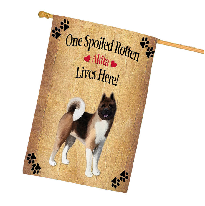 Spoiled Rotten Akita Dog House Flag Outdoor Decorative Double Sided Pet Portrait Weather Resistant Premium Quality Animal Printed Home Decorative Flags 100% Polyester FLG68097
