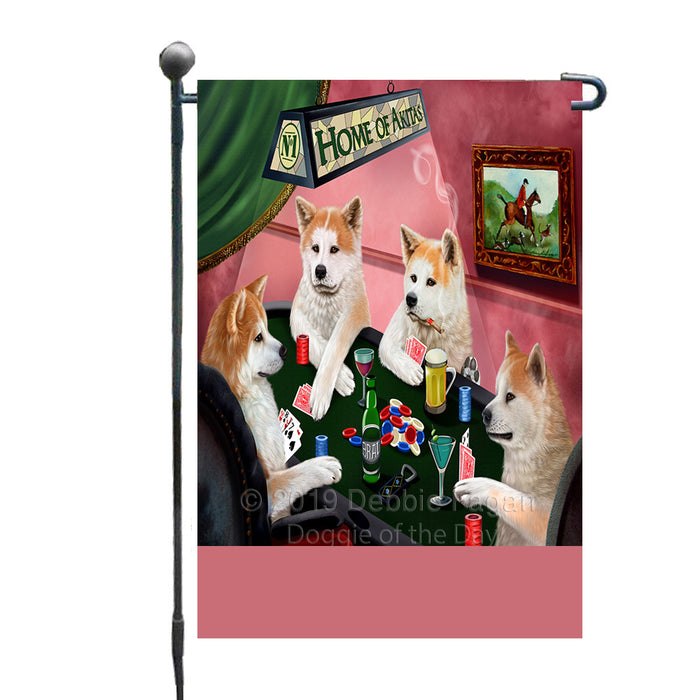Personalized Home of Akita Dogs Four Dogs Playing Poker Custom Garden Flags GFLG-DOTD-A60229