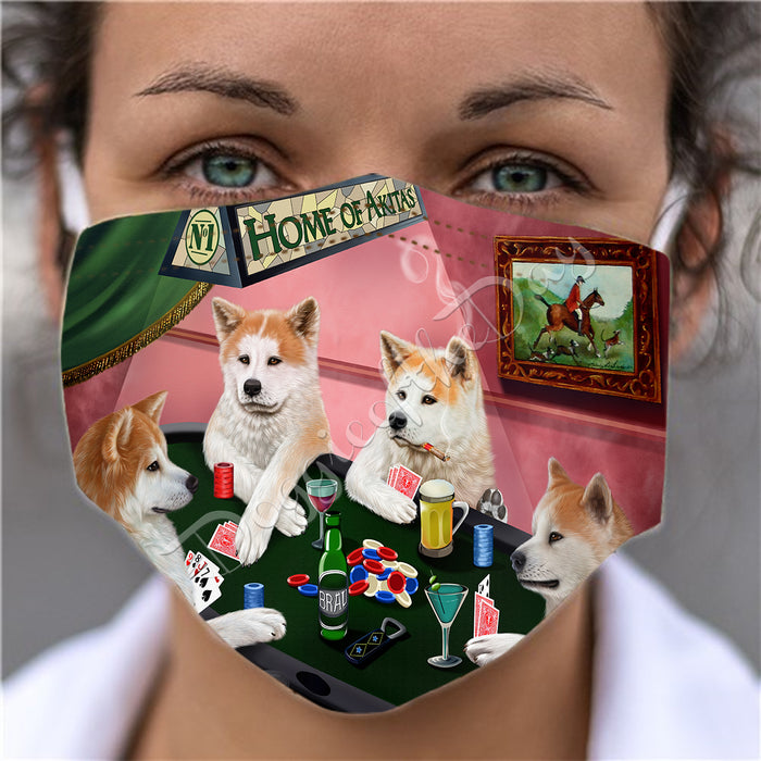 Home of Akita Dogs Playing Poker Face Mask FM49755