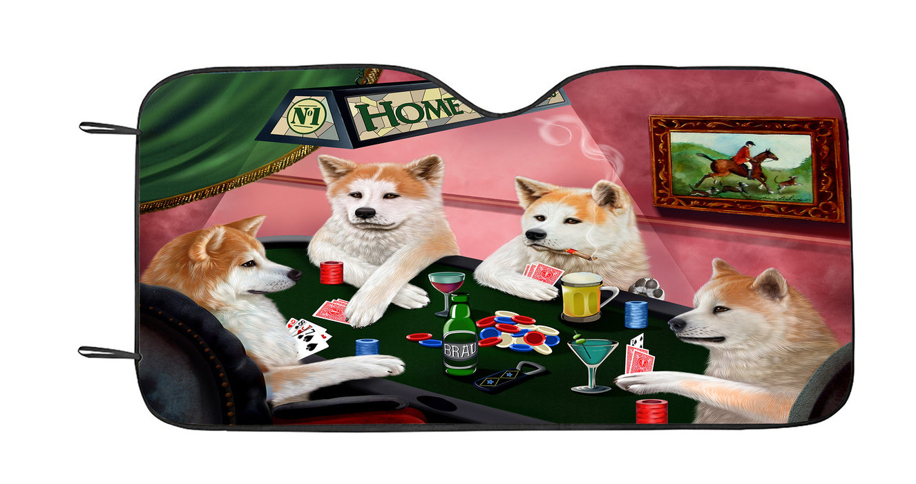 Home of  Akita Dogs Playing Poker Car Sun Shade