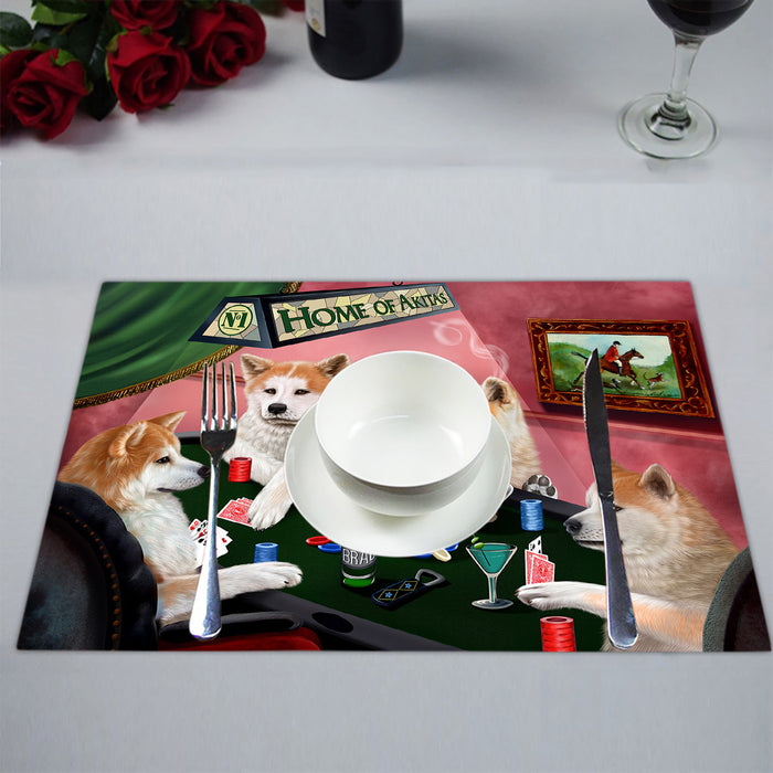 Home of  Akita Dogs Playing Poker Placemat