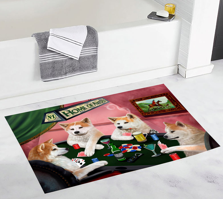 Home of  Akita Dogs Playing Poker Bath Mat