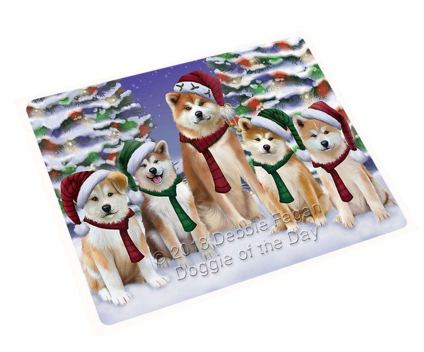Akitas Dog Christmas Family Portrait in Holiday Scenic Background Cutting Board C62202