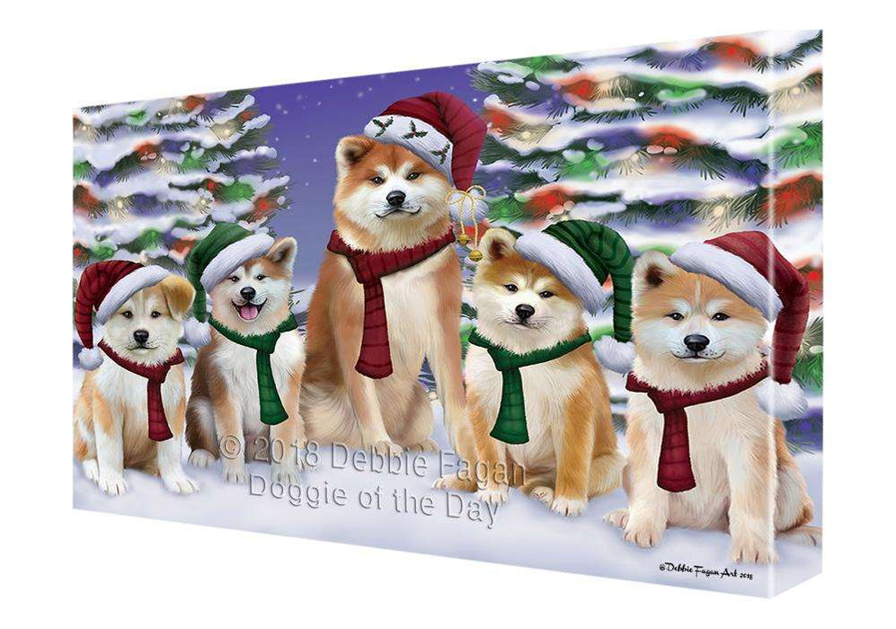 Akitas Dog Christmas Family Portrait in Holiday Scenic Background  Canvas Print Wall Art Décor CVS91124