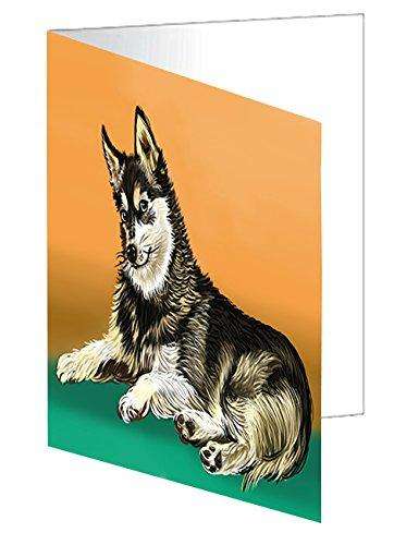 Alaskan Klee Kai Dog Handmade Artwork Assorted Pets Greeting Cards and Note Cards with Envelopes for All Occasions and Holiday Seasons