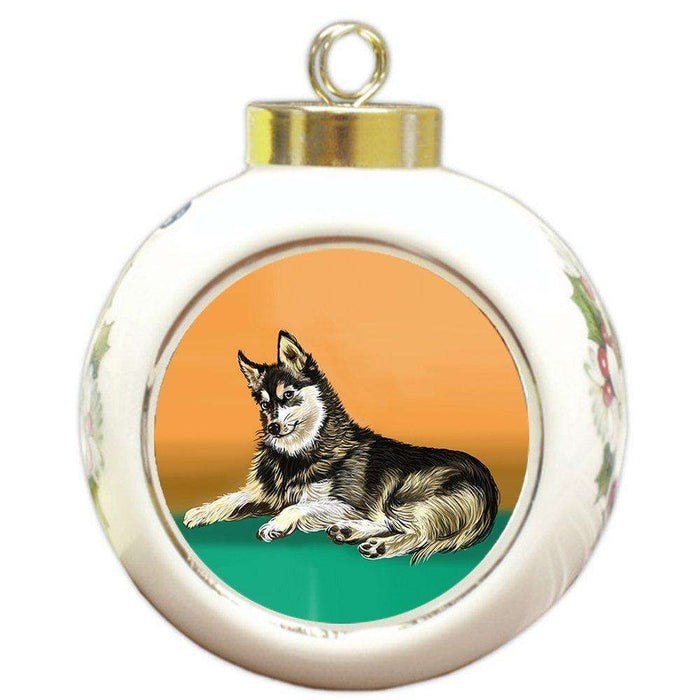 Alaskan Klee Kai Dog Round Ball Christmas Ornament