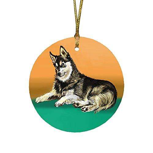 Alaskan Klee Kai Dog Round Christmas Ornament
