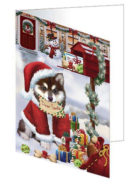 Alaskan Malamute Dog Dear Santa Letter Christmas Holiday Mailbox Handmade Artwork Assorted Pets Greeting Cards and Note Cards with Envelopes for All Occasions and Holiday Seasons GCD65633