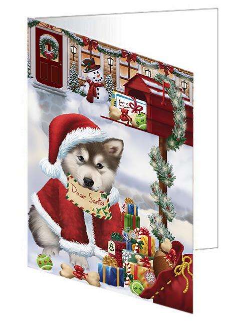 Alaskan Malamute Dog Dear Santa Letter Christmas Holiday Mailbox Handmade Artwork Assorted Pets Greeting Cards and Note Cards with Envelopes for All Occasions and Holiday Seasons GCD65636