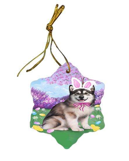 Alaskan Malamute Dog Easter Holiday Star Porcelain Ornament SPOR49019