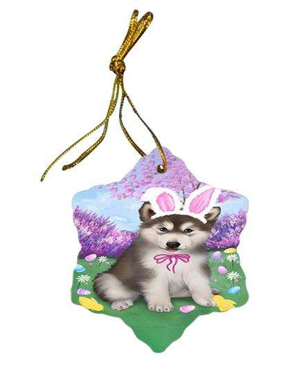 Alaskan Malamute Dog Easter Holiday Star Porcelain Ornament SPOR49020