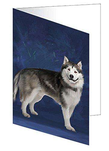 Alaskan Malamute Dog Handmade Artwork Assorted Pets Greeting Cards and Note Cards with Envelopes for All Occasions and Holiday Seasons D352