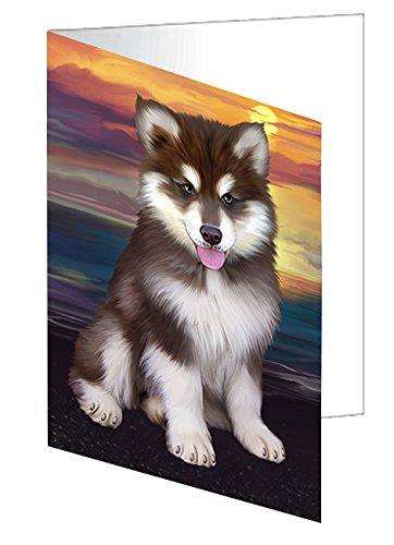 Alaskan Malamute Dog Handmade Artwork Assorted Pets Greeting Cards and Note Cards with Envelopes for All Occasions and Holiday Seasons D454