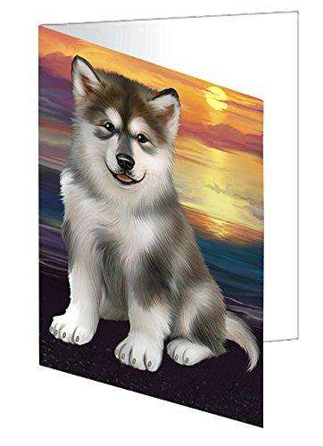 Alaskan Malamute Dog Handmade Artwork Assorted Pets Greeting Cards and Note Cards with Envelopes for All Occasions and Holiday Seasons D455