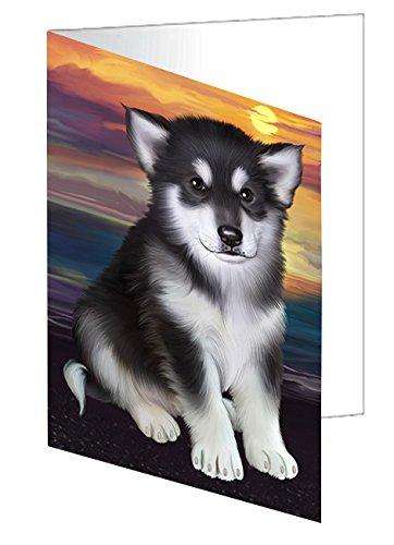 Alaskan Malamute Dog Handmade Artwork Assorted Pets Greeting Cards and Note Cards with Envelopes for All Occasions and Holiday Seasons D456