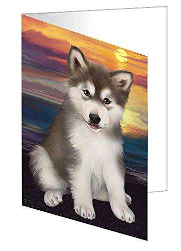 Alaskan Malamute Dog Handmade Artwork Assorted Pets Greeting Cards and Note Cards with Envelopes for All Occasions and Holiday Seasons D457