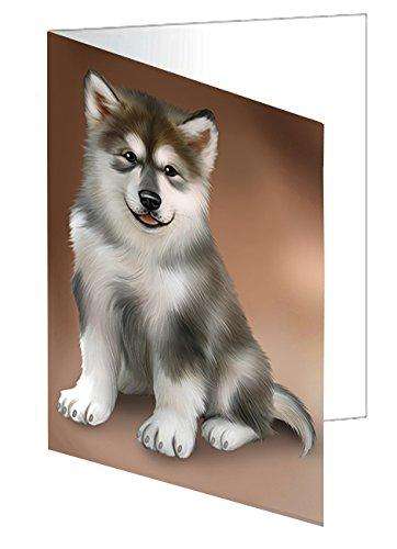 Alaskan Malamute Dog Handmade Artwork Assorted Pets Greeting Cards and Note Cards with Envelopes for All Occasions and Holiday Seasons D459