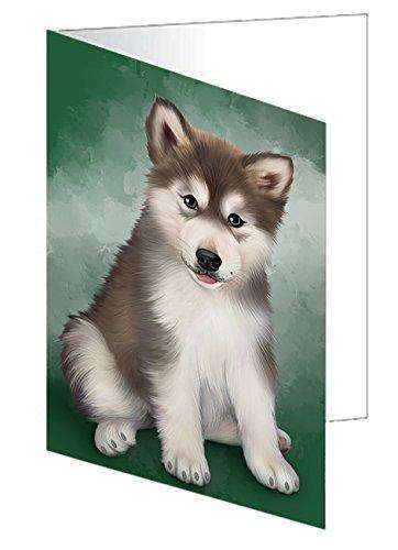 Alaskan Malamute Dog Handmade Artwork Assorted Pets Greeting Cards and Note Cards with Envelopes for All Occasions and Holiday Seasons