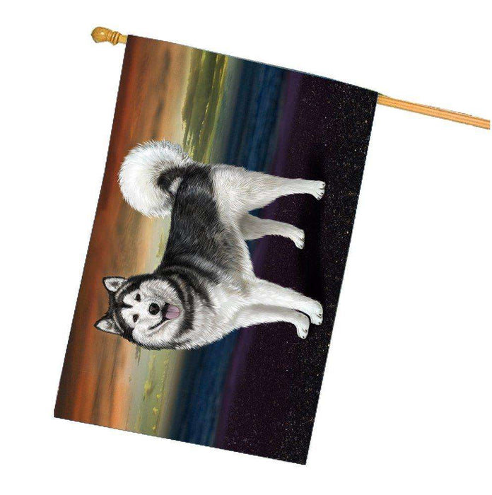 Alaskan Malamute Dog House Flag