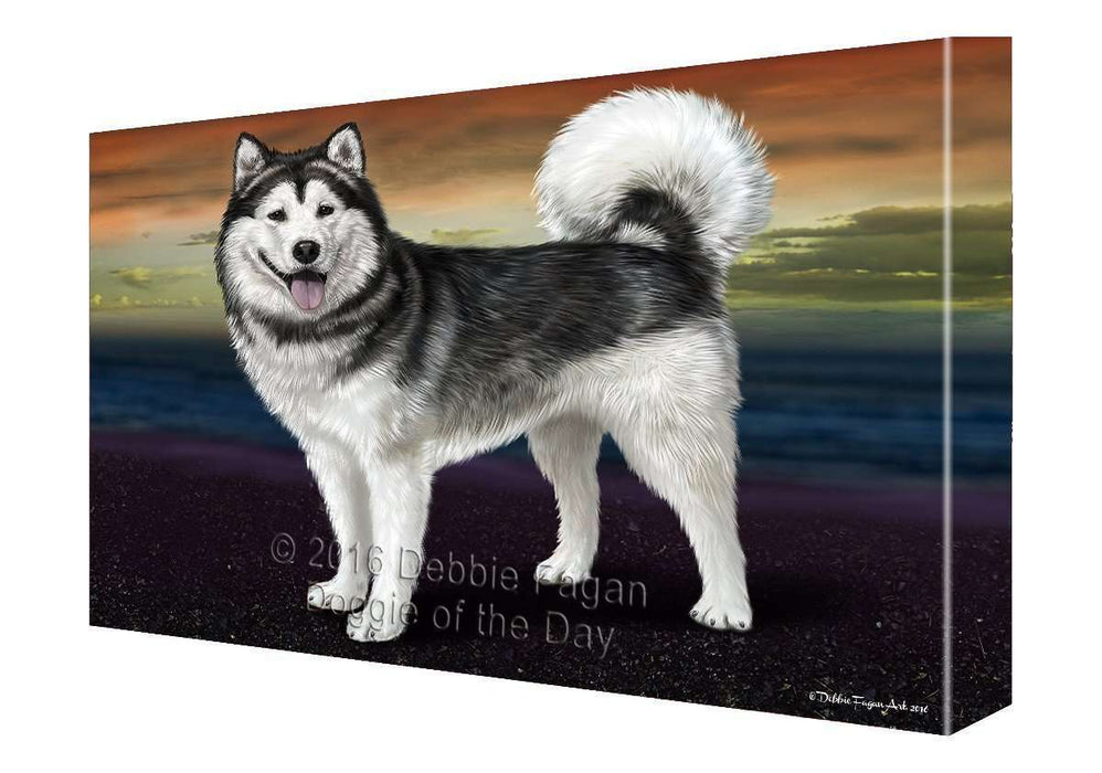 Alaskan Malamute Dog Painting Printed on Canvas Wall Art