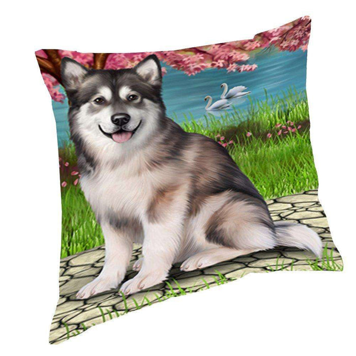 Alaskan Malamute Dog Throw Pillow D502