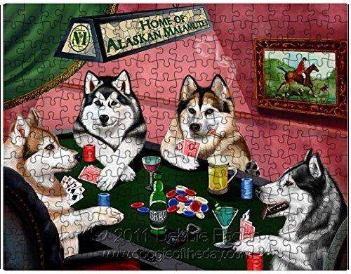 Alaskan Malamute Dogs Playing Poker 500 Pc. Puzzle with Photo Tin