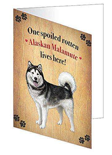 Alaskan Malamute Spoiled Rotten Dog Handmade Artwork Assorted Pets Greeting Cards and Note Cards with Envelopes for All Occasions and Holiday Seasons