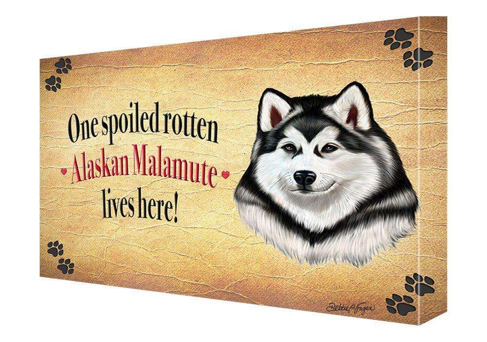 Alaskan Malamute Spoiled Rotten Dog Painting Printed on Canvas Wall Art Signed