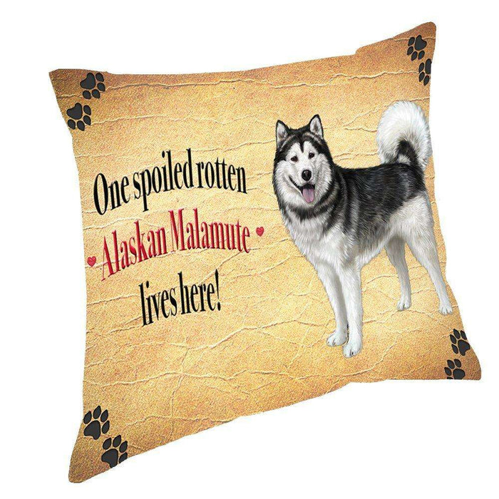 Alaskan Malamute Spoiled Rotten Dog Throw Pillow