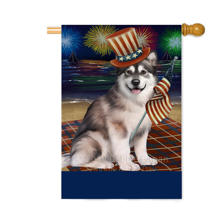 Personalized 4th of July Firework Alaskan Malamute Dog Custom House Flag FLG-DOTD-A57777
