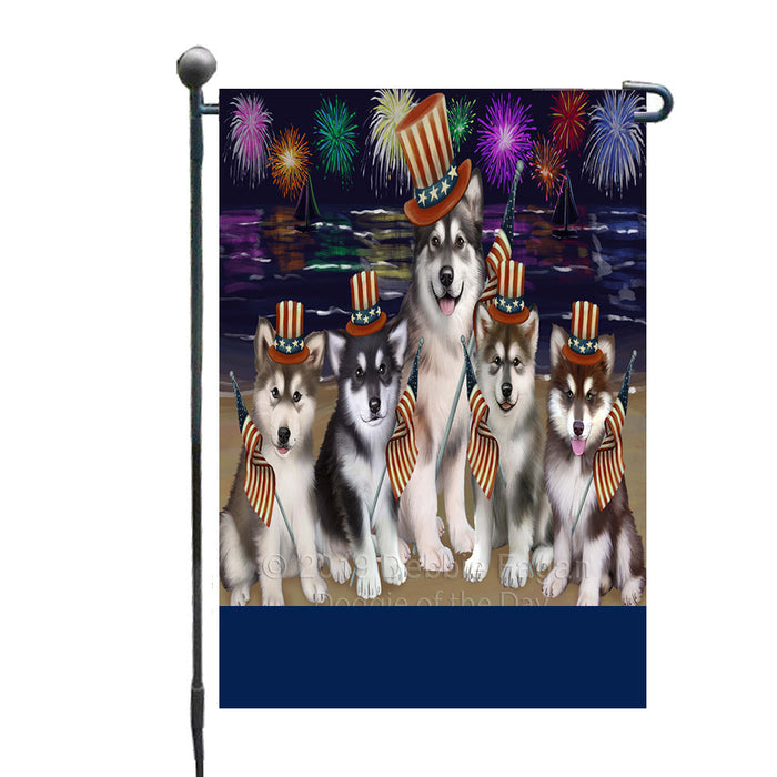 Personalized 4th of July Firework Alaskan Malamute Dogs Custom Garden Flags GFLG-DOTD-A57722
