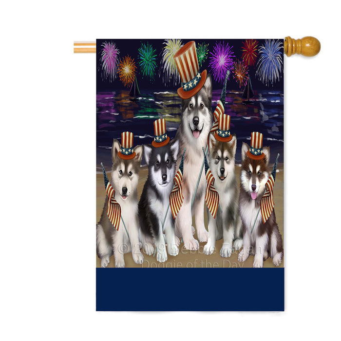 Personalized 4th of July Firework Alaskan Malamute Dogs Custom House Flag FLG-DOTD-A57778