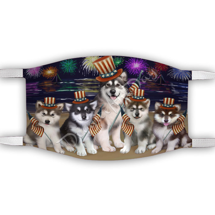 4th of July Independence Day Alaskan Malamute Dogs Face Mask FM49364