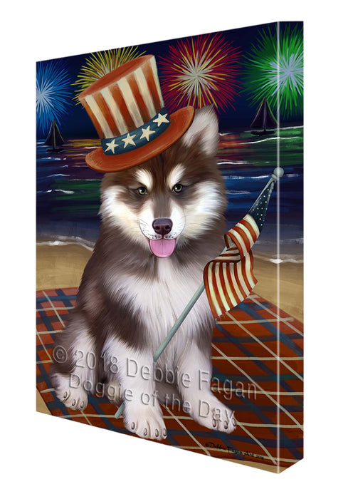 4th of July Independence Day Firework Alaskan Malamute Dog Canvas Wall Art CVS53490