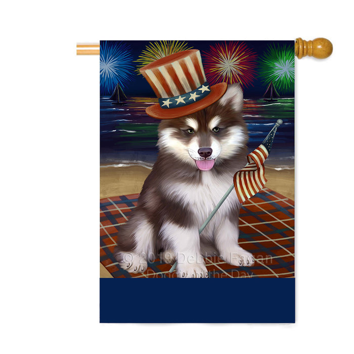 Personalized 4th of July Firework Alaskan Malamute Dog Custom House Flag FLG-DOTD-A57779