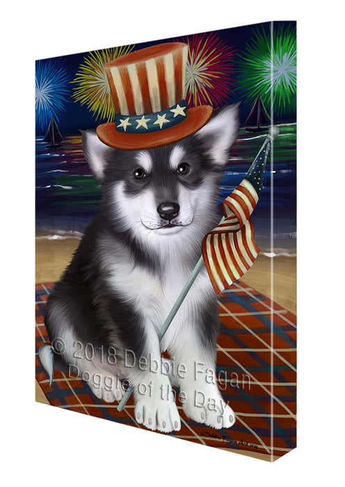 4th of July Independence Day Firework Alaskan Malamute Dog Canvas Wall Art CVS53499