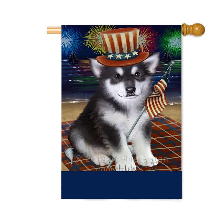 Personalized 4th of July Firework Alaskan Malamute Dog Custom House Flag FLG-DOTD-A57780